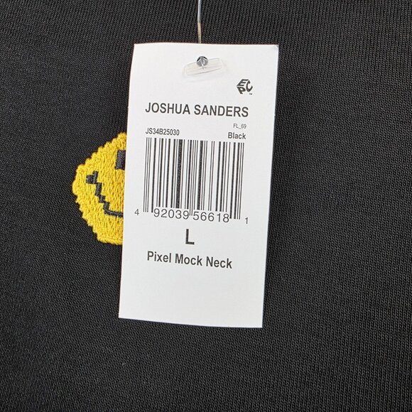 Joshua Sanders Shirt Womens Large Black Pixel Mock Neck Sleeveless Smiley Italy - Picture 2 of 13